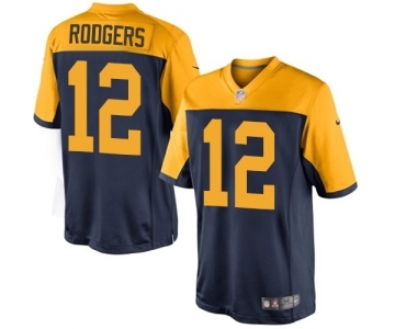 Youth Green Bay Packers #12 Aaron Rodgers Limited Navy Blue Alternate Football Jersey