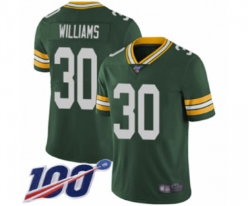 Youth Green Bay Packers #30 Jamaal Williams Green Team Color Vapor Untouchable Limited Player 100th Season Football Jersey