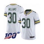 Youth Green Bay Packers #30 Jamaal Williams White Vapor Untouchable Limited Player 100th Season Football Jersey