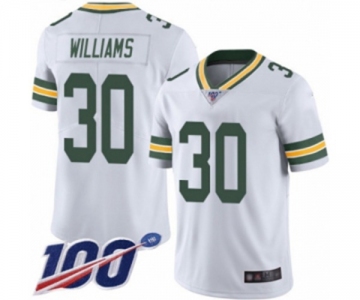 Youth Green Bay Packers #30 Jamaal Williams White Vapor Untouchable Limited Player 100th Season Football Jersey