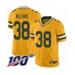 Youth Green Bay Packers #38 Tramon Williams Limited Gold Inverted Legend 100th Season Football Jersey