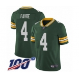 Youth Green Bay Packers #4 Brett Favre Green Team Color Vapor Untouchable Limited Player 100th Season Football Jersey