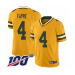 Youth Green Bay Packers #4 Brett Favre Limited Gold Inverted Legend 100th Season Football Jersey