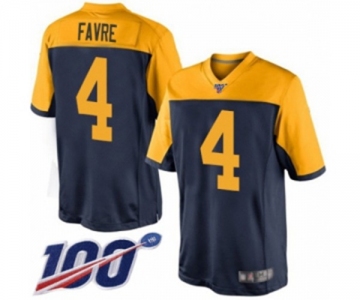 Youth Green Bay Packers #4 Brett Favre Limited Navy Blue Alternate 100th Season Football Jersey