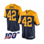 Youth Green Bay Packers #42 Oren Burks Limited Navy Blue Alternate 100th Season Football Jersey