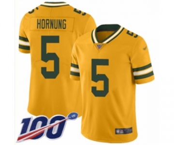 Youth Green Bay Packers #5 Paul Hornung Limited Gold Inverted Legend 100th Season Football Jersey