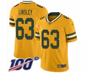 Youth Green Bay Packers #63 Corey Linsley Limited Gold Inverted Legend 100th Season Football Jersey