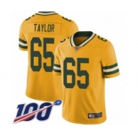 Youth Green Bay Packers #65 Lane Taylor Limited Gold Rush Vapor Untouchable 100th Season Football Jersey