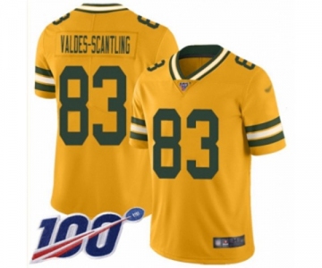 Youth Green Bay Packers #83 Marquez Valdes-Scantling Limited Gold Inverted Legend 100th Season Football Jersey