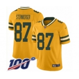 Youth Green Bay Packers #87 Jace Sternberger Limited Gold Inverted Legend 100th Season Football Jersey