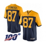 Youth Green Bay Packers #87 Jace Sternberger Limited Navy Blue Alternate 100th Season Football Jersey