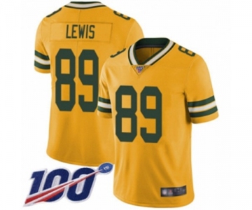 Youth Green Bay Packers #89 Marcedes Lewis Limited Gold Rush Vapor Untouchable 100th Season Football Jersey