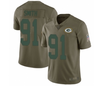 Youth Green Bay Packers #91 Preston Smith Limited Olive 2017 Salute to Service Football Jersey