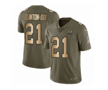 Youth Nike Green Bay Packers #21 Ha Ha Clinton-Dix Limited Olive Gold 2017 Salute to Service NFL Jersey