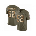 Youth Nike Green Bay Packers #52 Clay Matthews Limited Olive Gold 2017 Salute to Service NFL Jersey