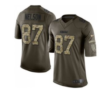 Youth Nike Green Bay Packers #87 Jordy Nelson Green Salute to Service Jerseys