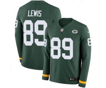 Youth Nike Green Bay Packers #89 Marcedes Lewis Limited Green Therma Long Sleeve NFL Jersey