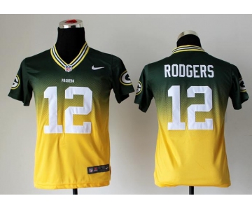 nike youth nfl jerseys green bay packers #12 aaron rodgers green-yellow[nike drift fashion][second version]