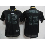 nike youth nfl jerseys green bay packers #12 rodgers black[lights out]