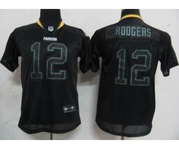 nike youth nfl jerseys green bay packers #12 rodgers black[lights out]