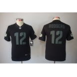 nike youth nfl jerseys green bay packers #12 rodgers black[nike impact limited]