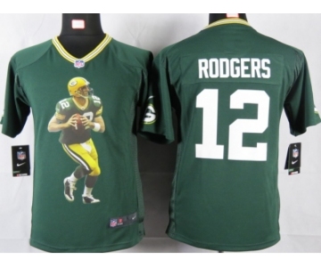 nike youth nfl jerseys green bay packers #12 rodgers green[portrait fashion]