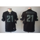 nike youth nfl jerseys green bay packers #21 woodson black[nike impact limited]