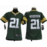 nike youth nfl jerseys green bay packers #21 woodson green[nike]