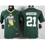 nike youth nfl jerseys green bay packers #21 woodson green[portrait fashion]