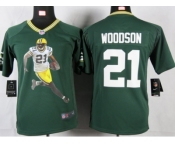 nike youth nfl jerseys green bay packers #21 woodson green[portrait fashion]