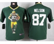 nike youth nfl jerseys green bay packers #87 nelson green[portrait fashion]