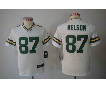 nike youth nfl jerseys green bay packers #87 nelson white[nike limited]