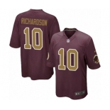 Men's Nike Washington Redskins #10 Paul Richardson Game Burgundy Red Gold Number Alternate 80TH Anniversary NFL Jersey