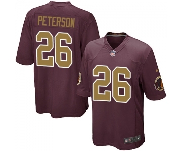 Men's Nike Washington Redskins #26 Adrian Peterson Game Burgundy Red Gold Number Alternate 80TH Anniversary NFL Jersey