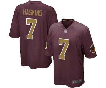 Men's Washington Redskins #7 Dwayne Haskins Game Burgundy Red Gold Number Alternate 80TH Anniversary Football Jersey