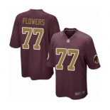 Men's Washington Redskins #77 Ereck Flowers Game Burgundy Red Gold Number Alternate 80TH Anniversary Football Jersey