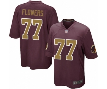 Men's Washington Redskins #77 Ereck Flowers Game Burgundy Red Gold Number Alternate 80TH Anniversary Football Jersey