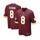 Men's Washington Redskins #8 Case Keenum Game Burgundy Red Team Color Football Jersey