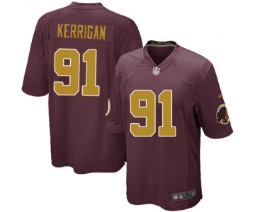 Men's Washington Redskins #91 Ryan Kerrigan Game Burgundy Red Gold Number Alternate 80TH Anniversary Football Jersey