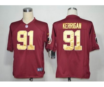 nike nfl jerseys washington redskins #91 kerrigan red[game yellow number]