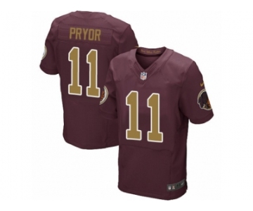 Men's Nike Washington Redskins #11 Terrelle Pryor Elite Burgundy Red Gold Number Alternate 80TH Anniversary NFL Jersey