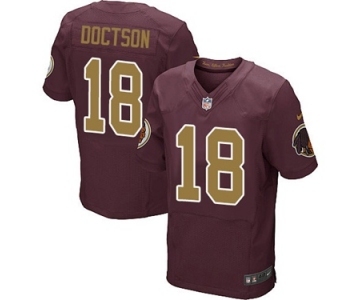 Men's Nike Washington Redskins #18 Josh Doctson Elite Burgundy Red Gold Number Alternate 80TH Anniversary NFL Jersey