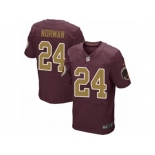 Men's Nike Washington Redskins #24 Josh Norman Elite Burgundy Red Gold Number Alternate 80TH Anniversary NFL Jersey