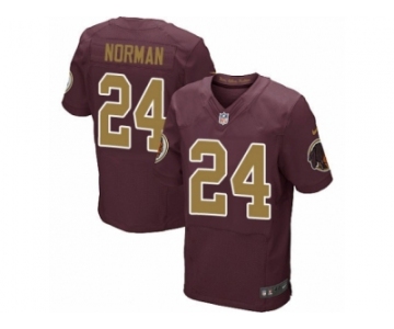 Men's Nike Washington Redskins #24 Josh Norman Elite Burgundy Red Gold Number Alternate 80TH Anniversary NFL Jersey