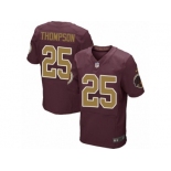 Men's Nike Washington Redskins #25 Chris Thompson Elite Burgundy Red Gold Number Alternate 80TH Anniversary NFL Jersey