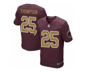 Men's Nike Washington Redskins #25 Chris Thompson Elite Burgundy Red Gold Number Alternate 80TH Anniversary NFL Jersey