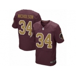 Men's Nike Washington Redskins #34 Montae Nicholson Elite Burgundy Red Gold Number Alternate 80TH Anniversary NFL Jersey