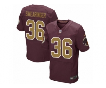 Men's Nike Washington Redskins #36 D.J. Swearinger Elite Burgundy Red Gold Number Alternate 80TH Anniversary NFL Jersey