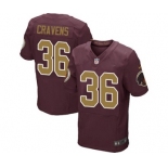 Men's Nike Washington Redskins #36 Su'a Cravens Elite Burgundy Red Gold Number Alternate 80TH Anniversary NFL Jersey