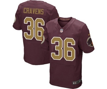 Men's Nike Washington Redskins #36 Su'a Cravens Elite Burgundy Red Gold Number Alternate 80TH Anniversary NFL Jersey